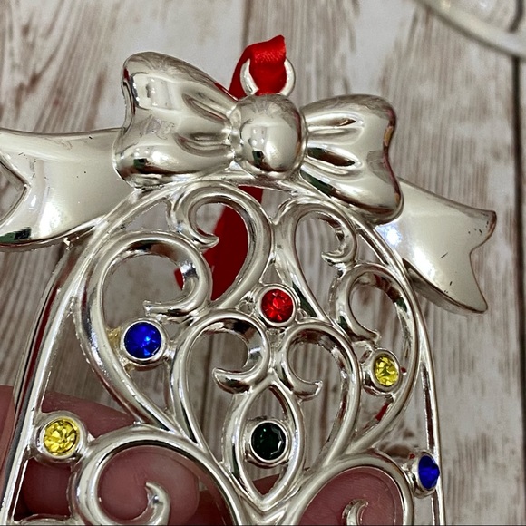 LENOX Sparkle and Scroll Multi-Crystal Silver-plate Bell Ornament - Picture 8 of 11